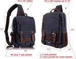 Leaper Canvas Messenger Bag Sling Bag Cross Body Bag Shoulder Bag Black, L - Image 3